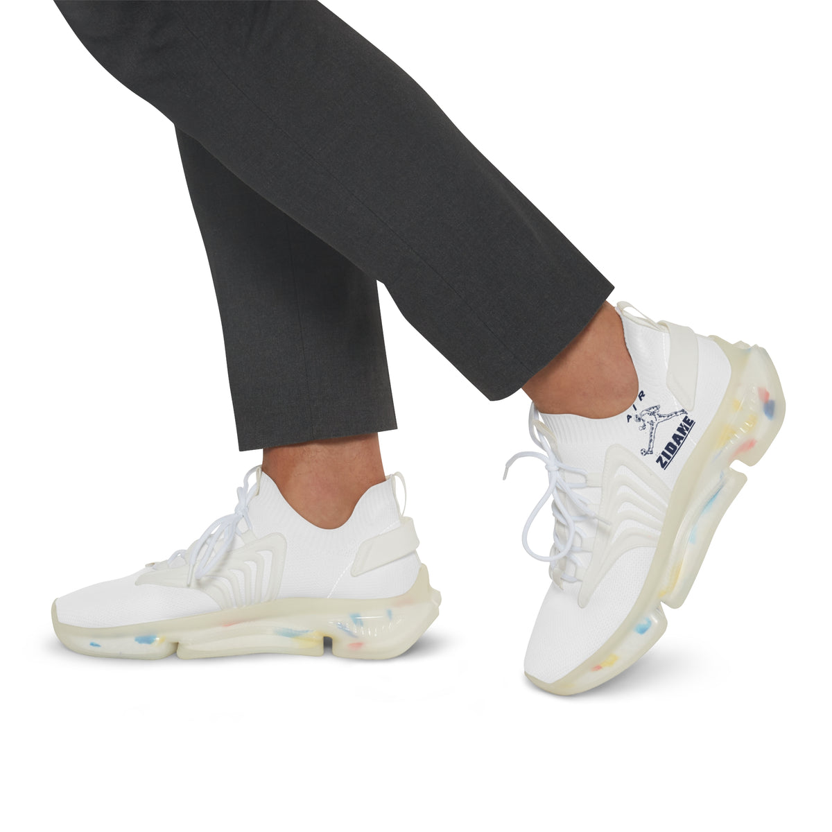 Baskets en maille homme AIR ZIDANE — Blanc et marine