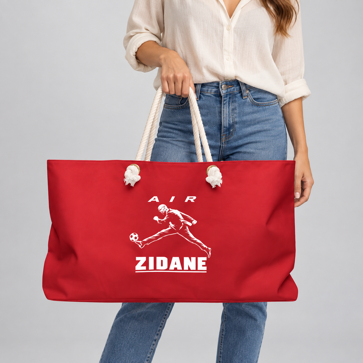 Sac week-end AIR ZIDANE — Rouge, motif vertical