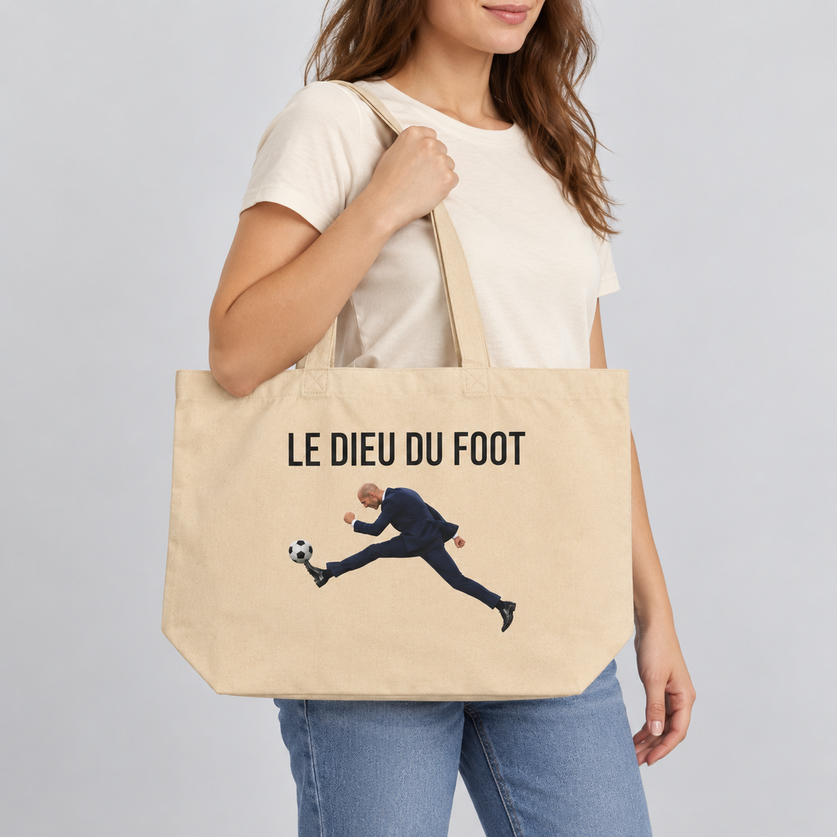Grand sac écru Le Dieu du foot — Coton bio
