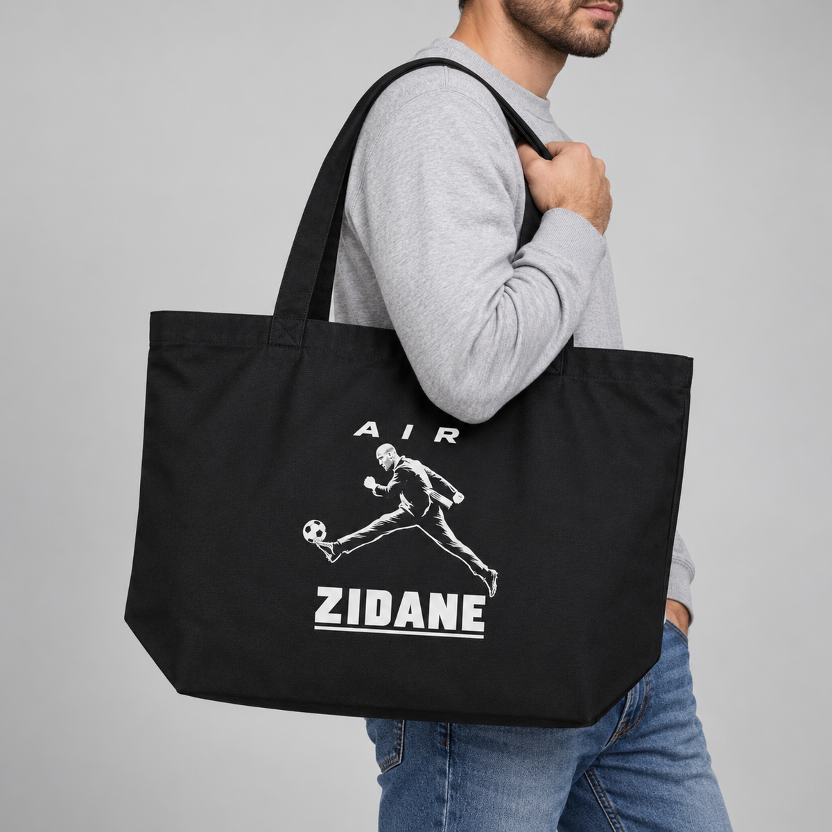 Grand cabas noir Le Dieu du foot — Coton bio