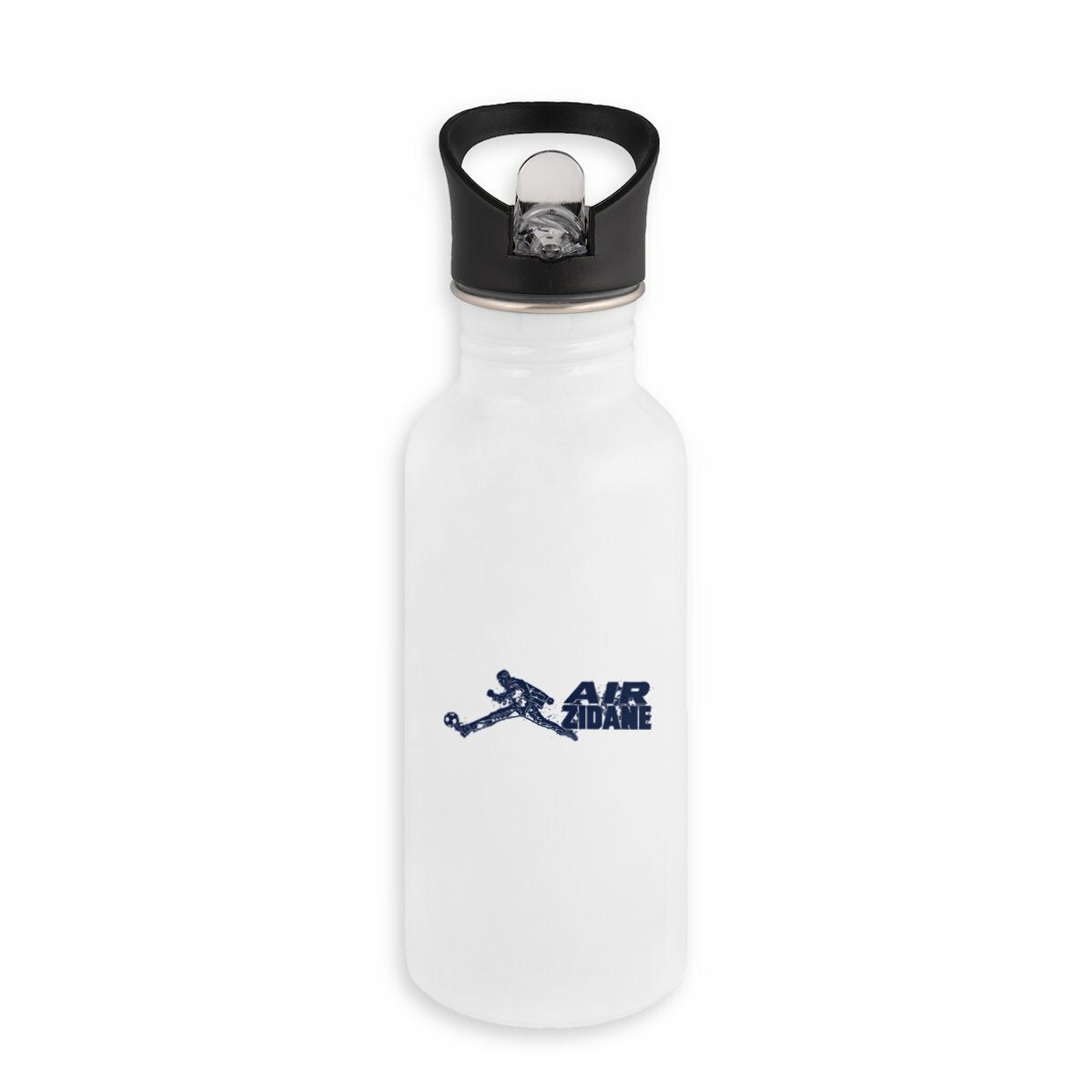 Gourde AIR ZIDANE — Blanche — Inox 500 ml avec paille - face_blanc